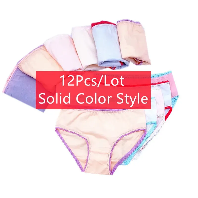 12Pc/Lot  Baby Girls Underwear Cotton Panties Kids Short Briefs Children Underpants 2-12Y