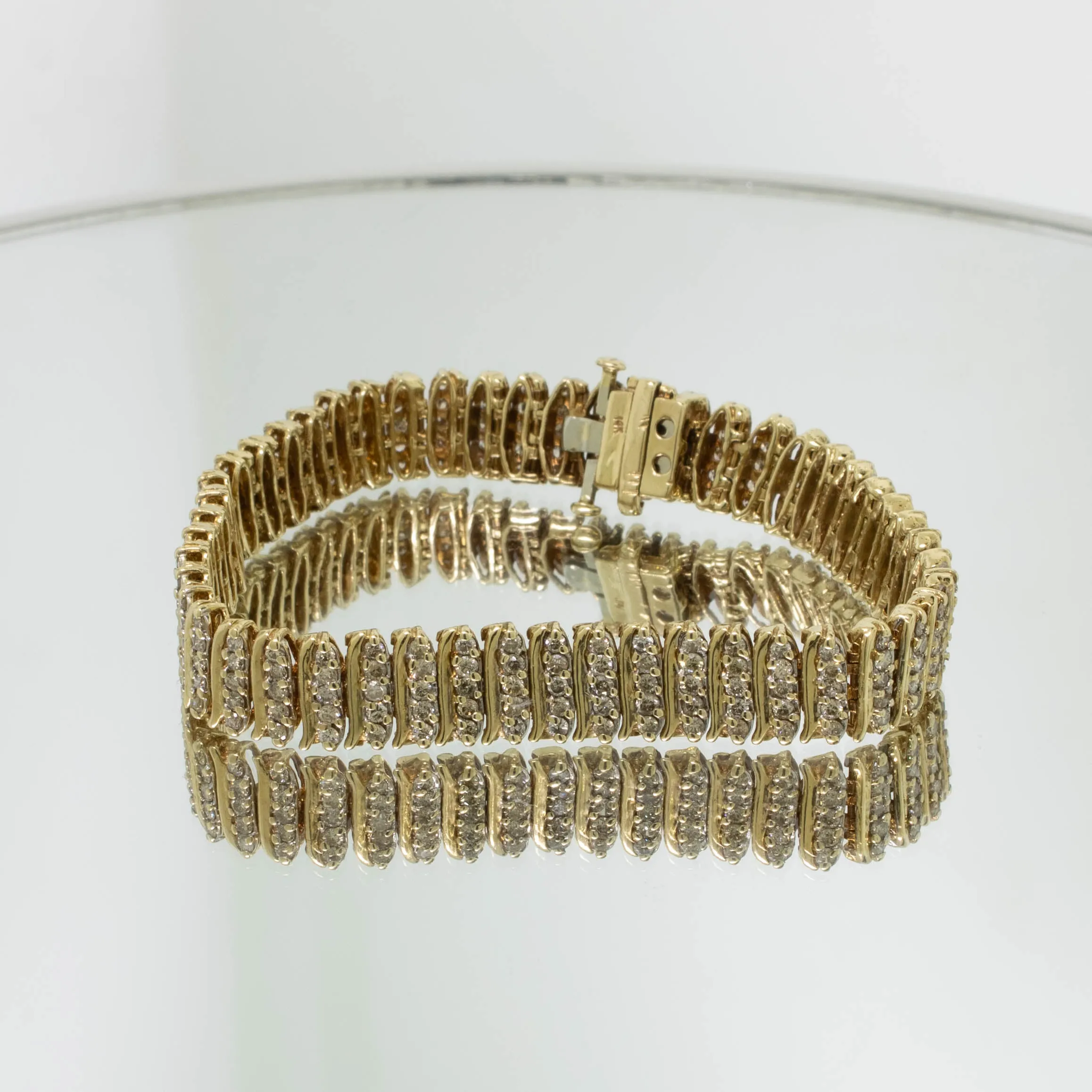 14K Yellow Gold 3.25 CTTW Diamond Bracelet 6-3/4" (Estate)