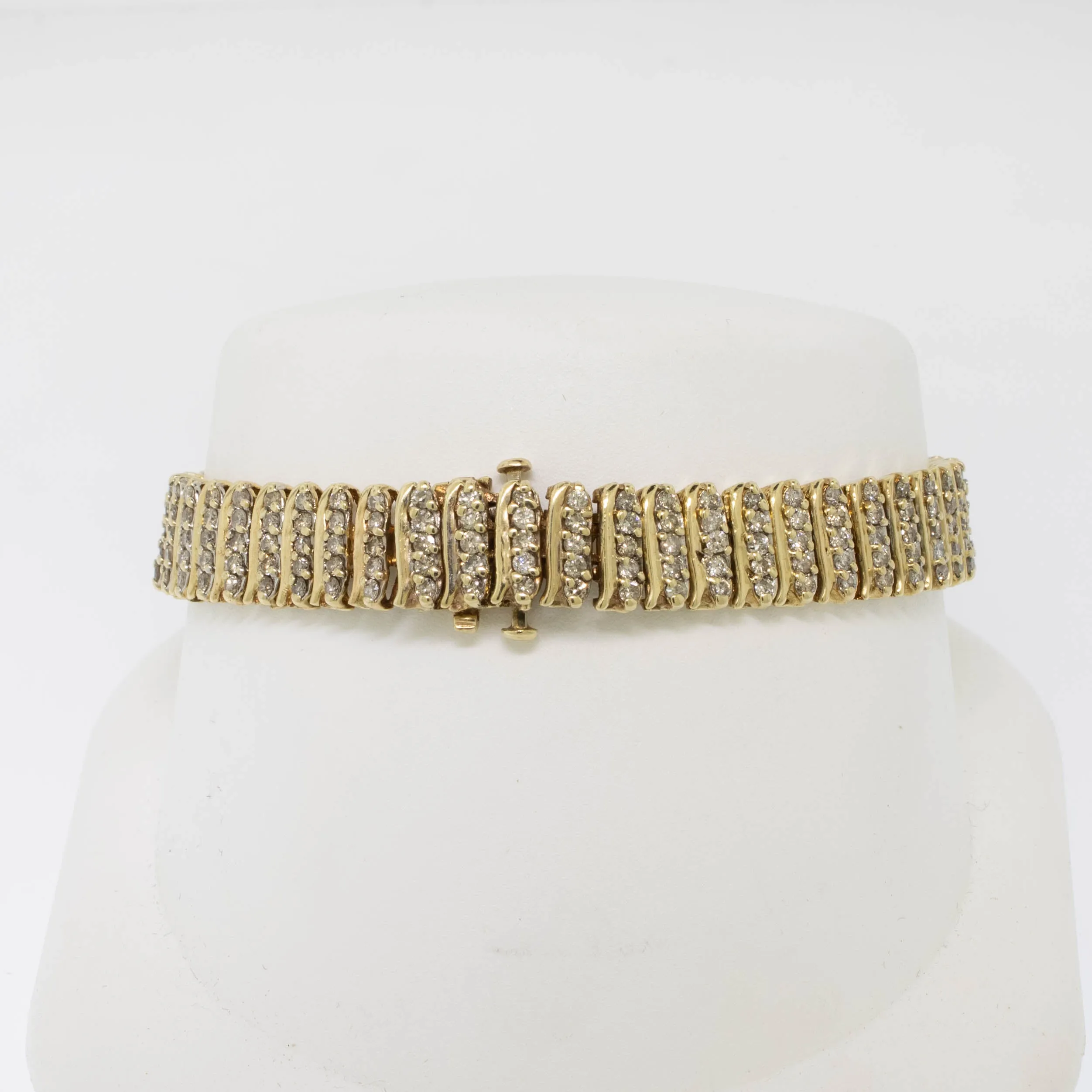 14K Yellow Gold 3.25 CTTW Diamond Bracelet 6-3/4" (Estate)