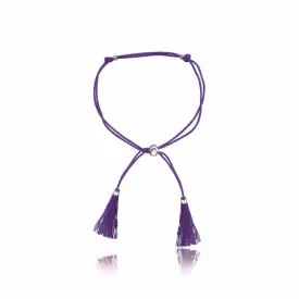 18k Gold Purple Tassel Bracelet with Gold Beads