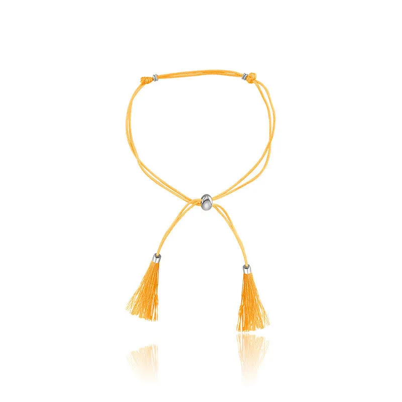 18k Gold Yellow Tassel Bracelet with Gold Beads