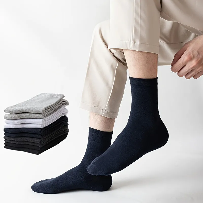 1pair Men's Plain Color Crew Socks