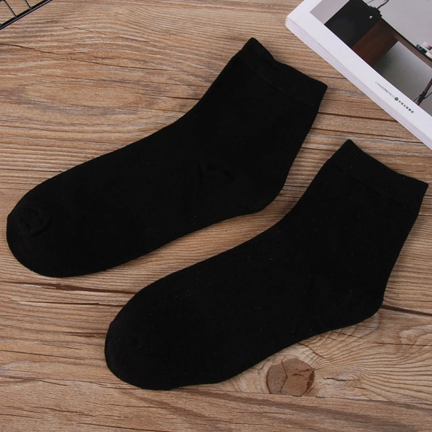 1pair Men's Plain Color Crew Socks