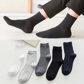 1pair Men's Plain Color Crew Socks