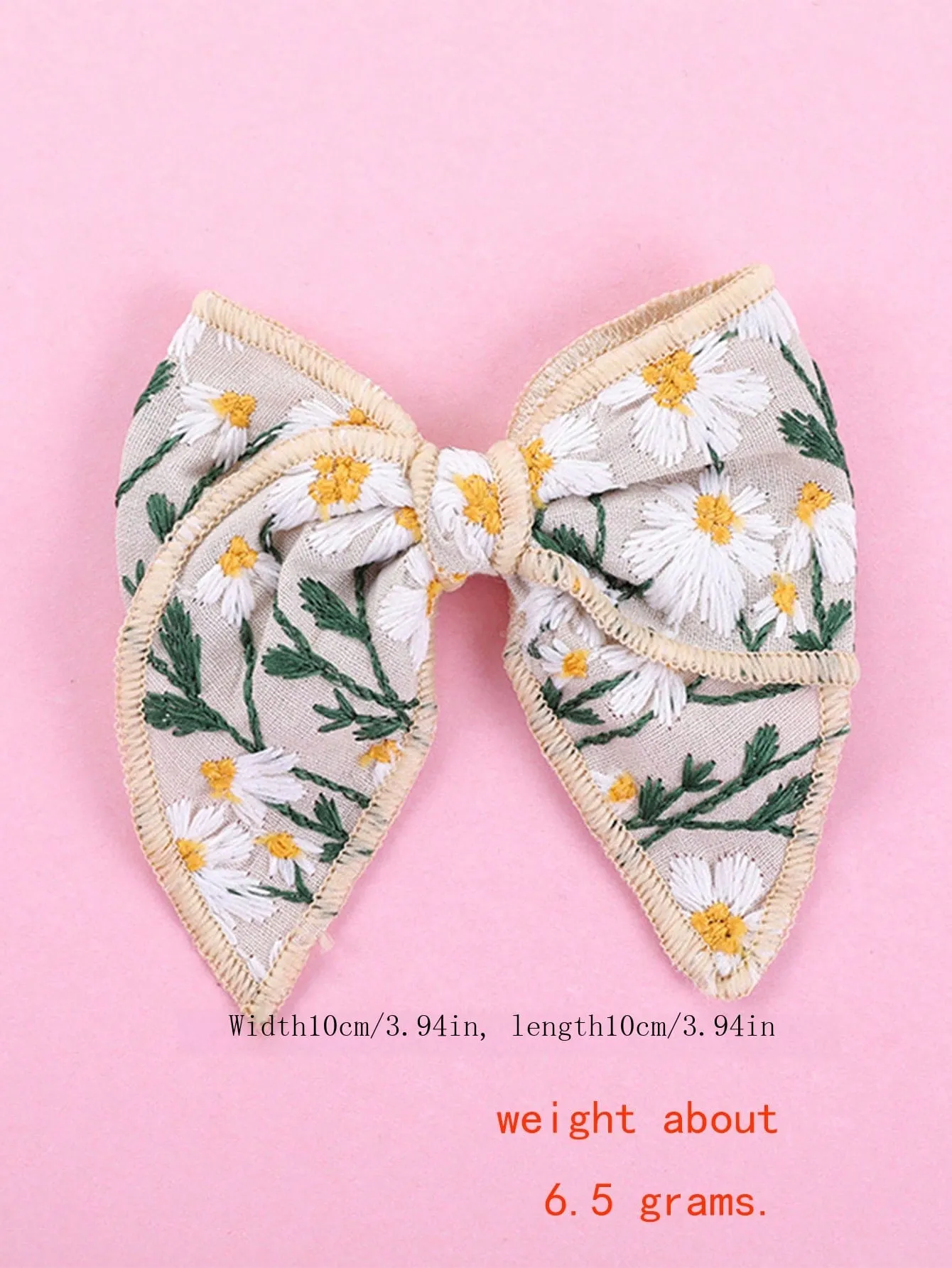 1pc Embroidered Daisy Bow Hair Clip For Kids