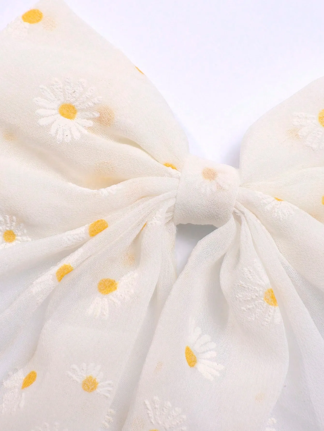 1pc White Daisy Hair Bow For Girls,Flower Pattern Bow Hair Clip With Tail,Elegant Alligator Clip Barrette,Kids Hair Accessories