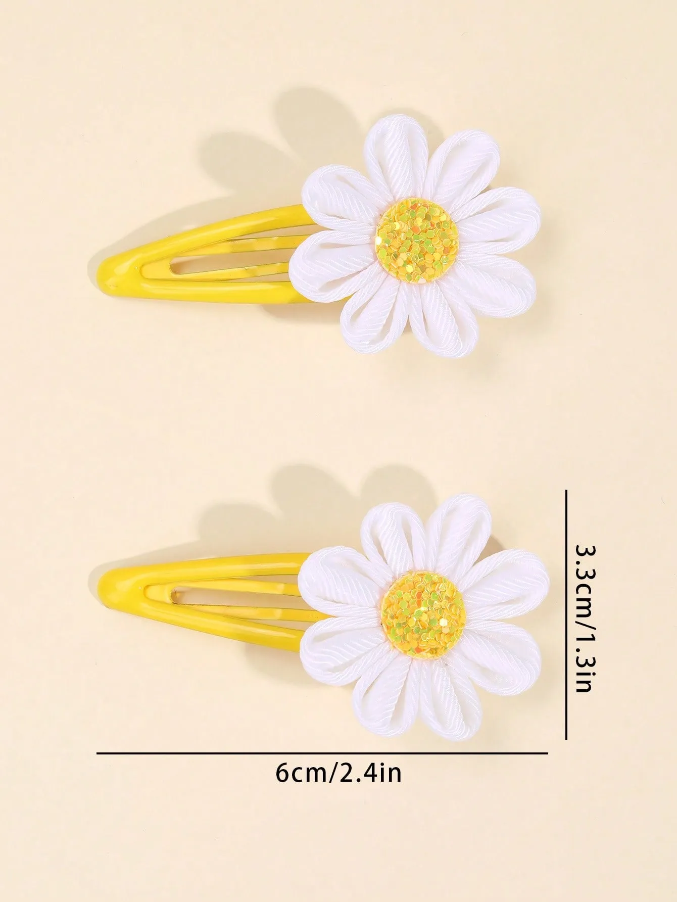 2pcs Flower Hair Clip For Girls,Daisy BB Hair Clip Decor Hair Accessories For Kids Daily