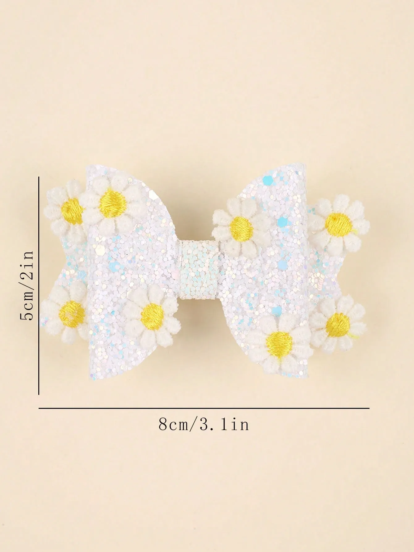 2pcs Glitter Bow Hair Clip,Small Daisy Decor Hairbow Barretts For Girls Kids Hair Accessories