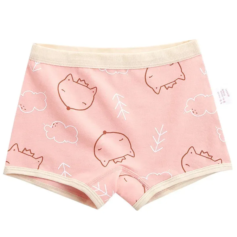 4PCS Girls Cotton Panties Summer Kid Thin Breathable Cartoon Briefs 2 y Young Children Underwears Toddler Antibacterial Knickers