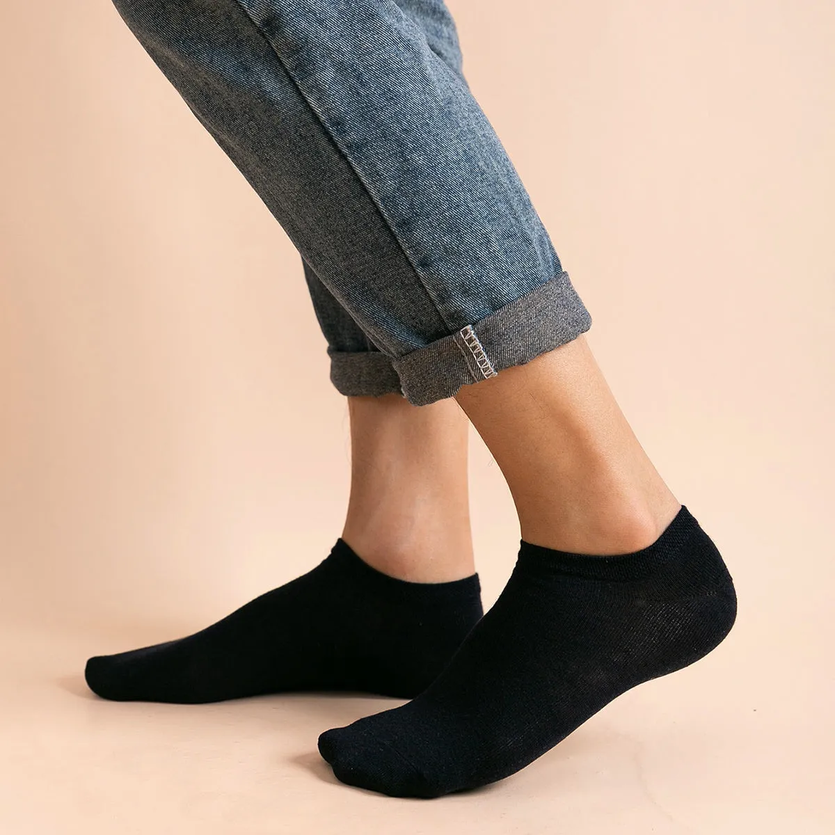 5pairs Men's Black Boat Socks