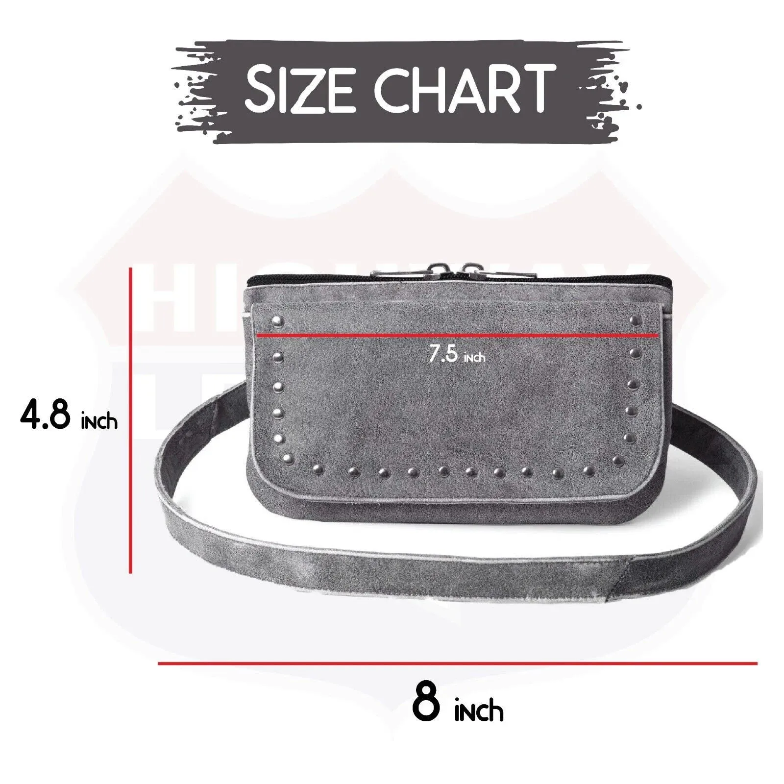 80151GRAY Women studded hip bag