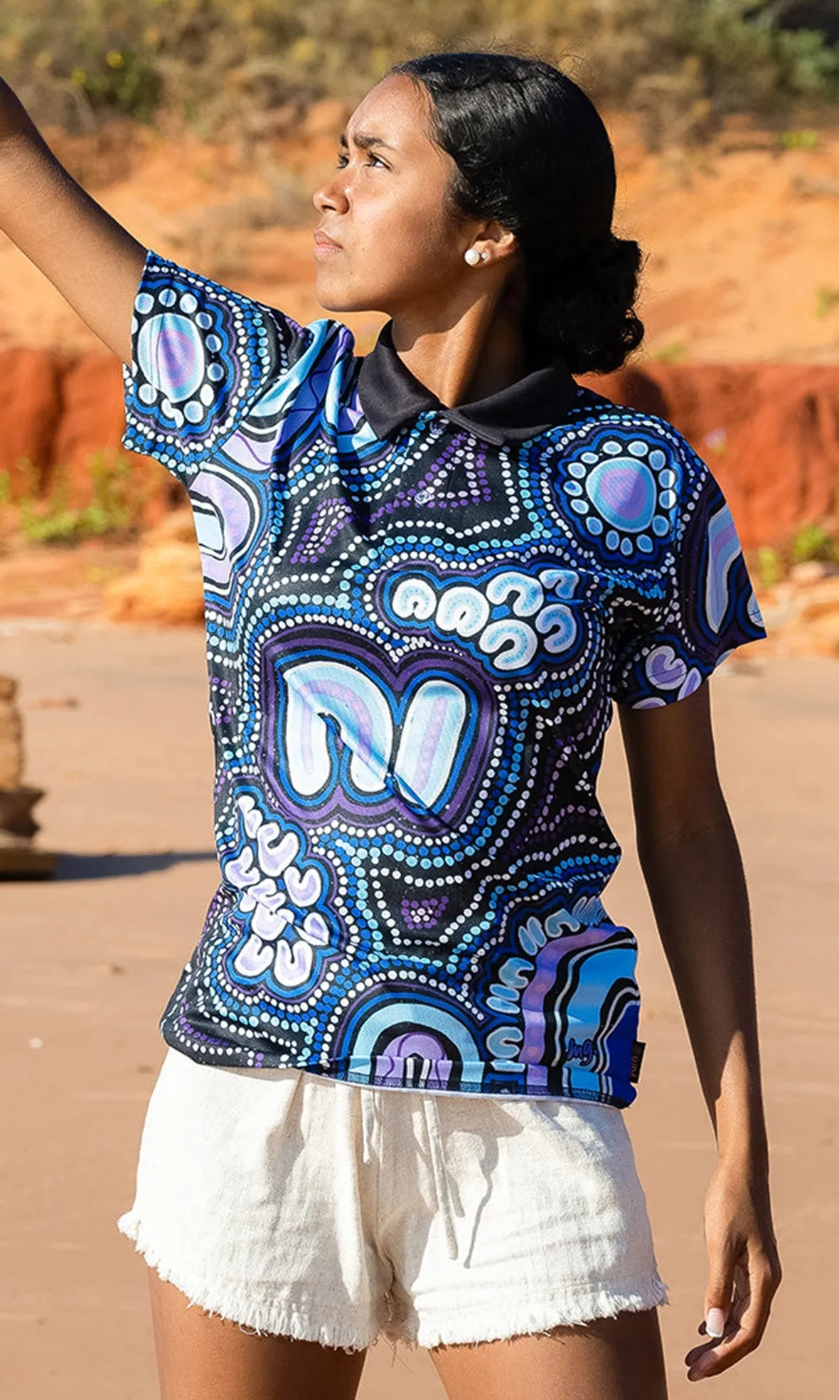 Aboriginal Art Kids Unisex Polo Koorrookee 'Grandmother'