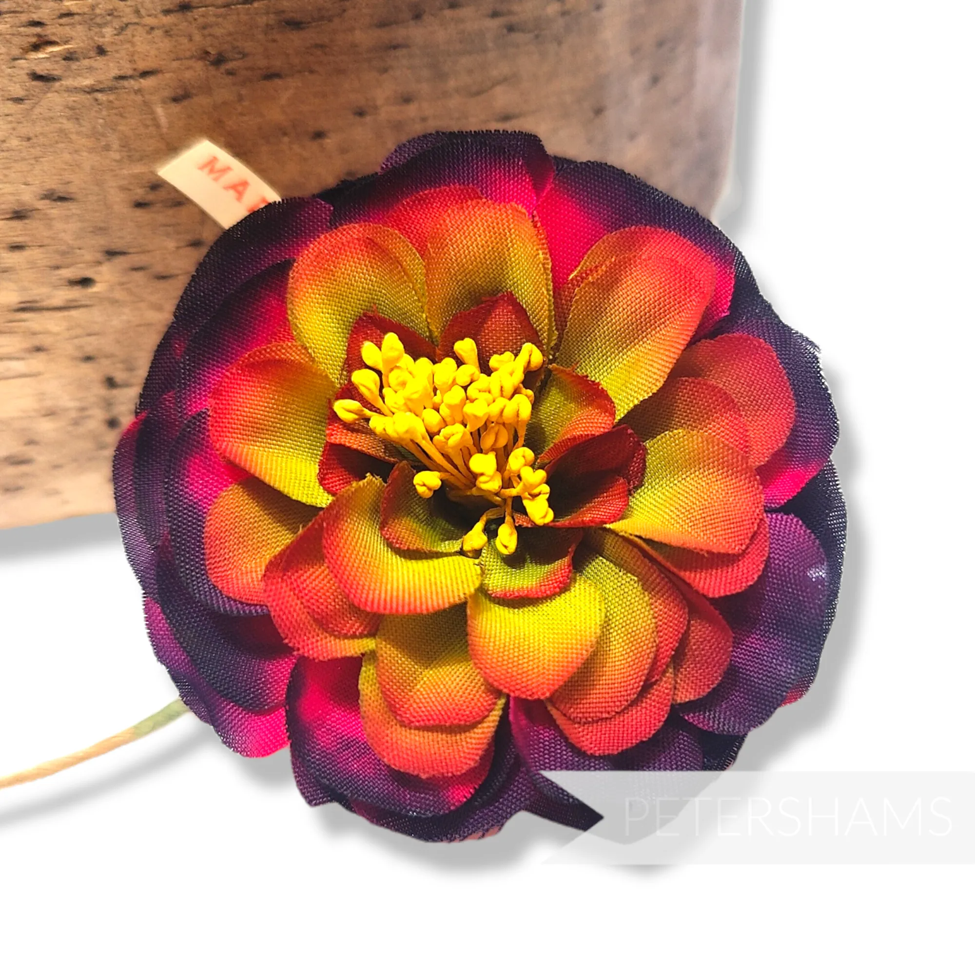 'Akari' 7cm Vintage 1960/70s Wired Japanese Vibrant Dahlia Silk Flower