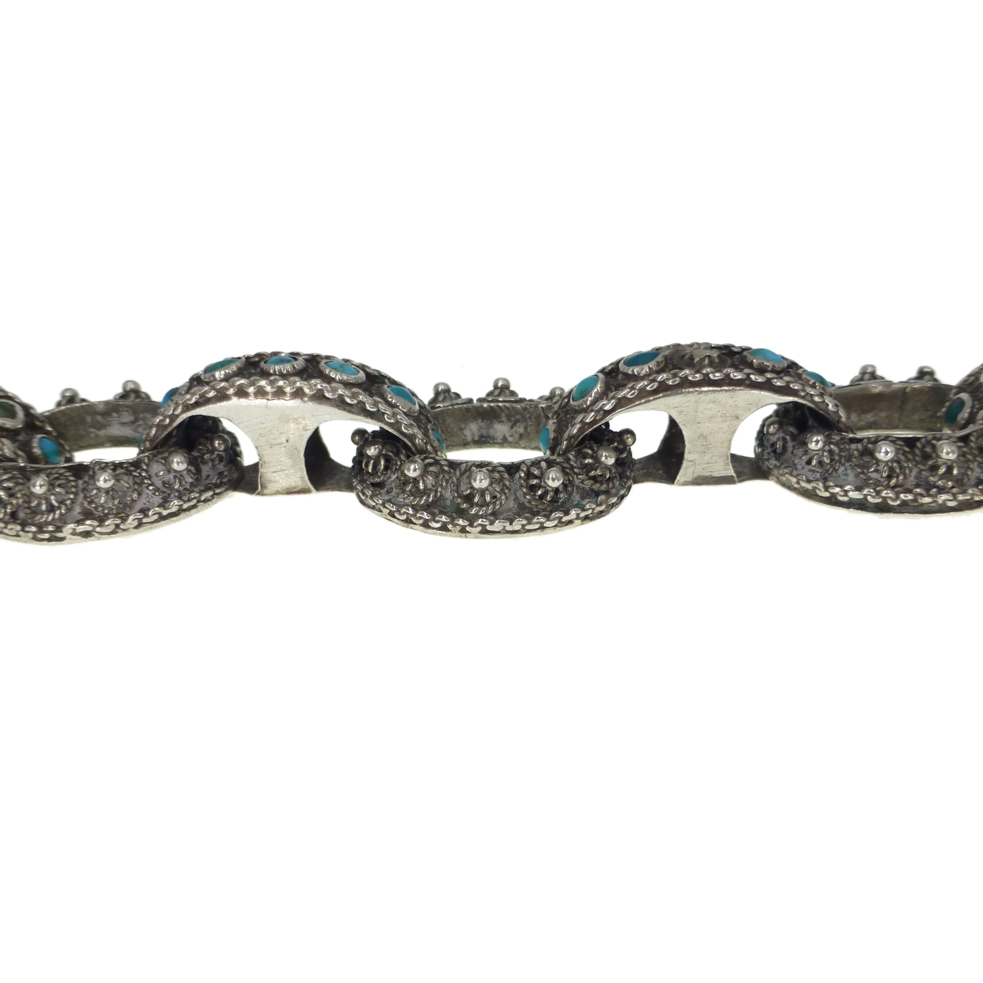 Antique Austro Hungarian Silver Turquoise Bracelet