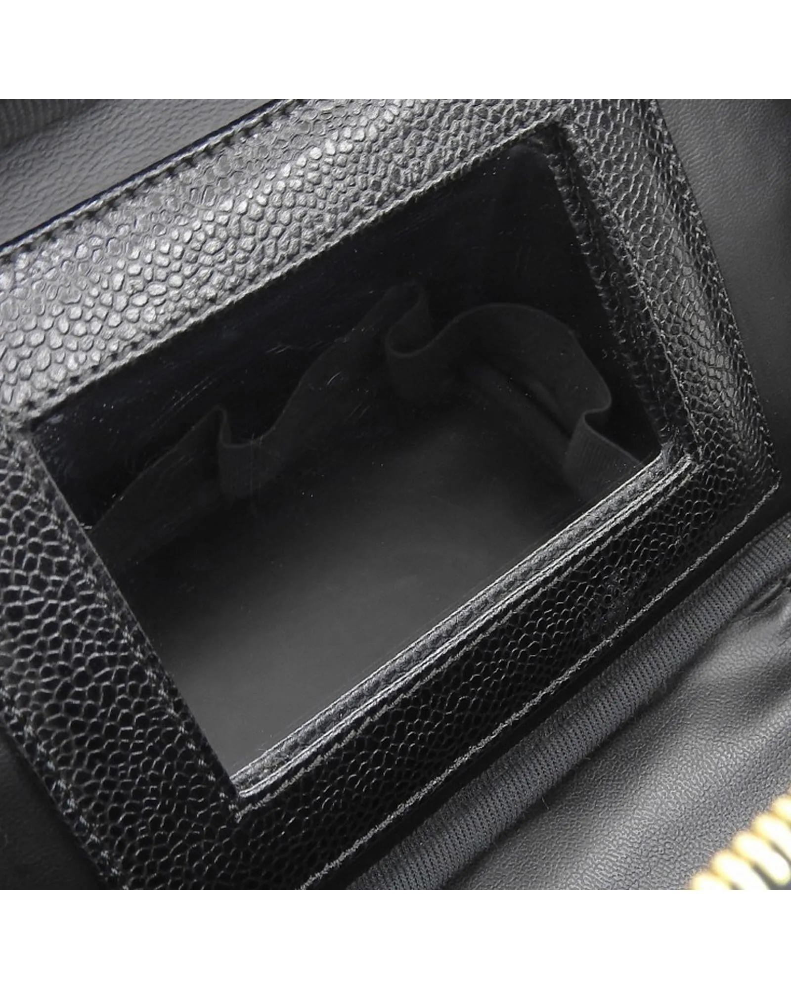 Authentic Black Leather Vanity Bag by Luxury Brand