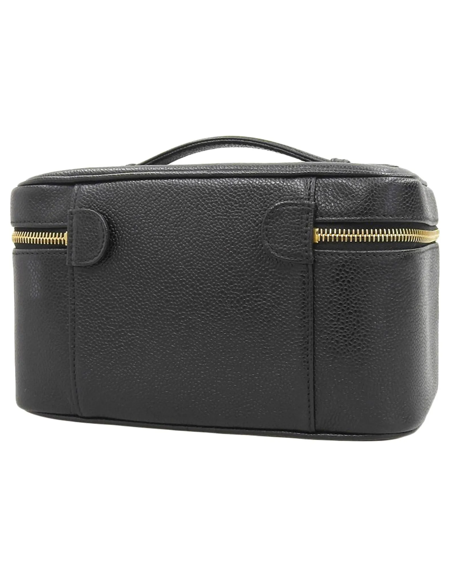 Authentic Black Leather Vanity Bag by Luxury Brand