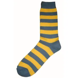 Bassin and Brown Striped Midcalf Socks - Yellow/Grey