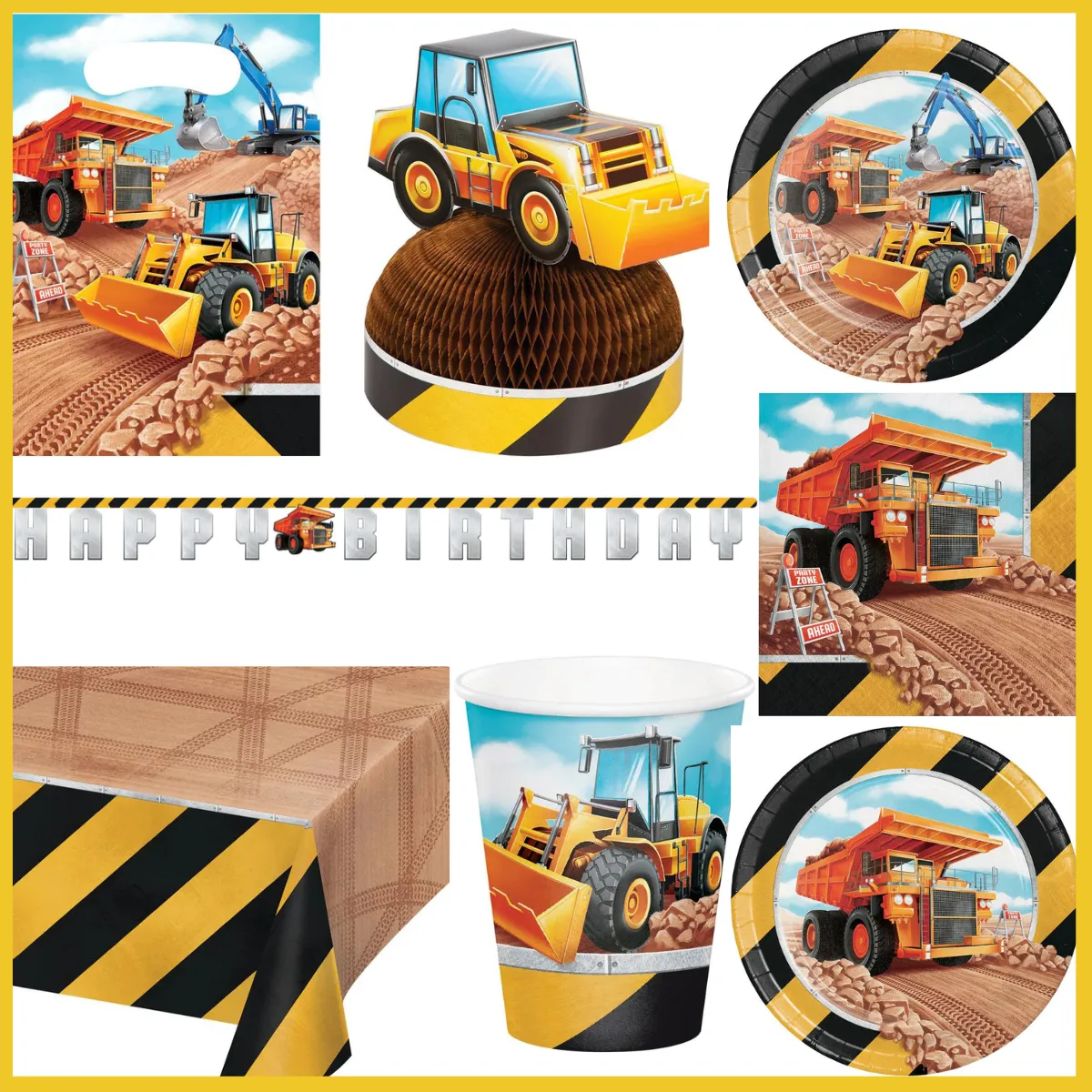 Big Dig Construction 51 Piece Birthday Kit for 8