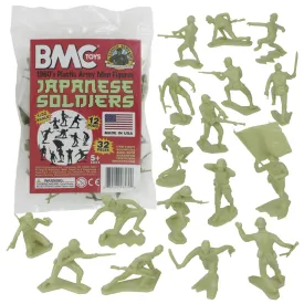 BMC Classic Marx Japanese Plastic Army Men Khaki-Green 32pc WW2 Soldier Figures