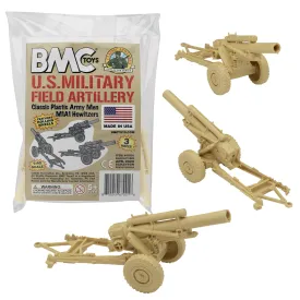 BMC Classic Marx US Military HOWITZERS Tan 3pc Plastic Army Men Field Artillery