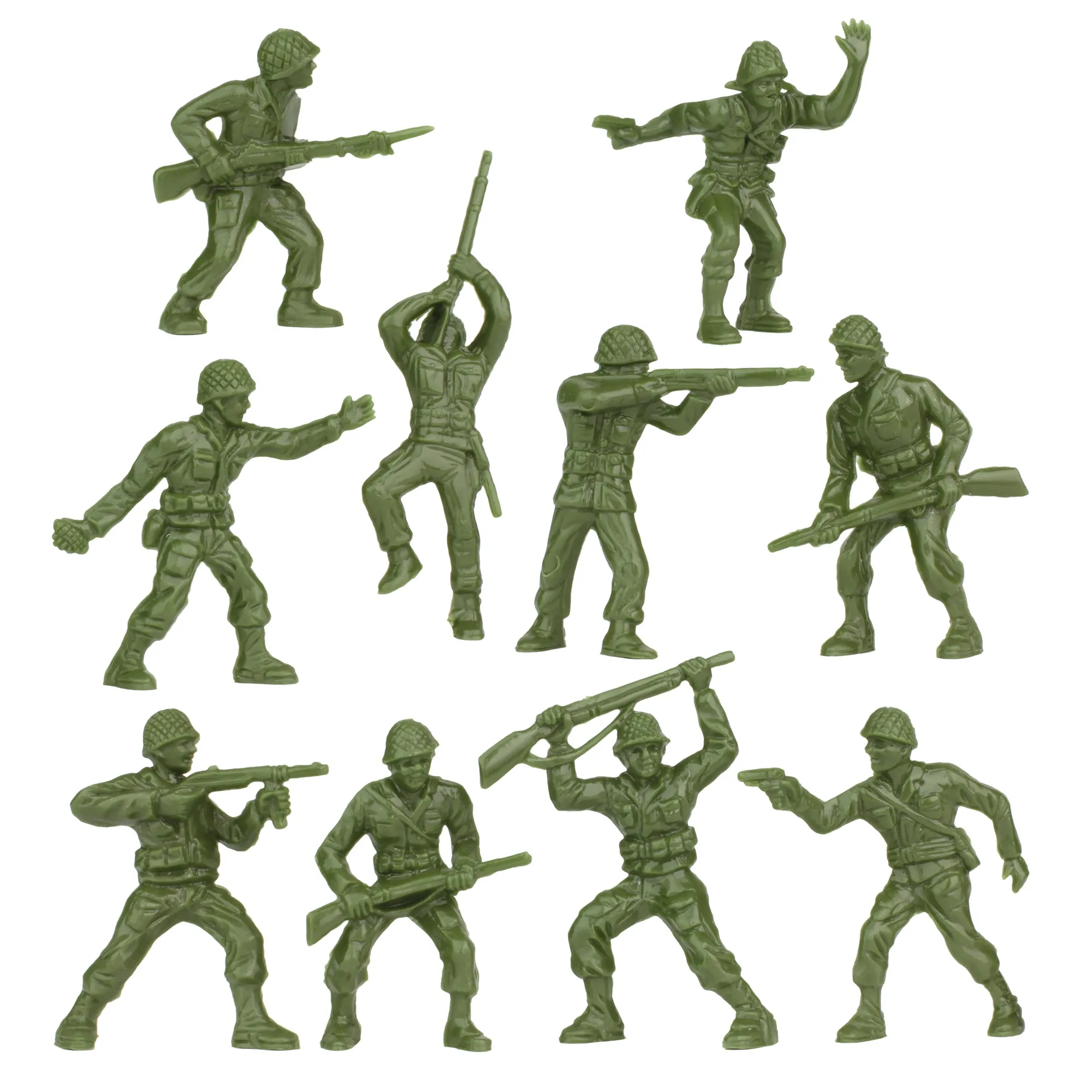 BMC Classic PLASTIC ARMY MEN - 40pc OD Green WW2 Soldier Figures - Made in USA