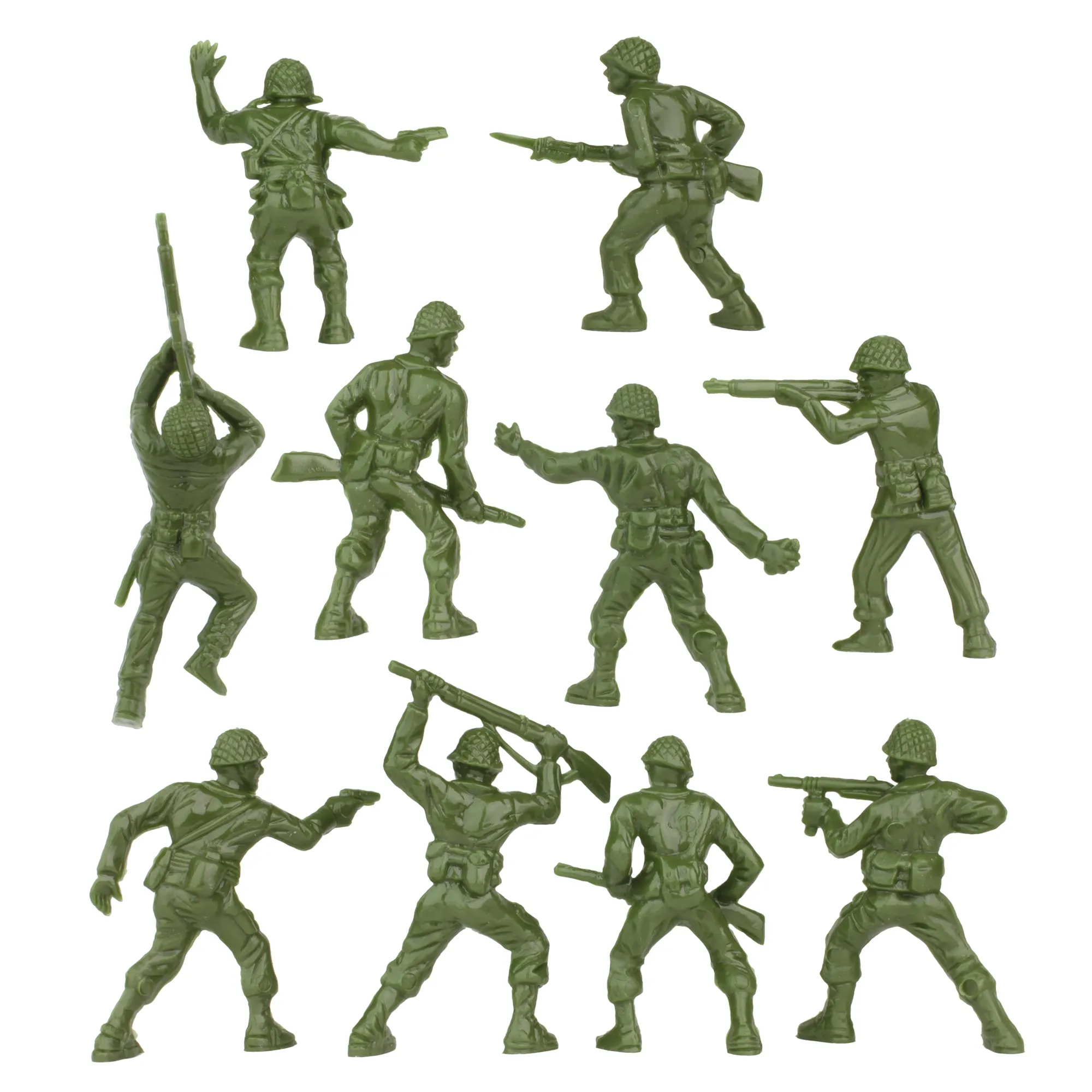 BMC Classic PLASTIC ARMY MEN - 40pc OD Green WW2 Soldier Figures - Made in USA