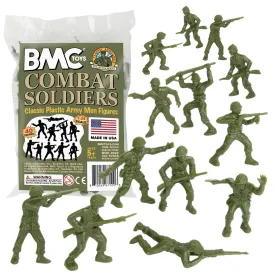 BMC Classic PLASTIC ARMY MEN - 40pc OD Green WW2 Soldier Figures - Made in USA