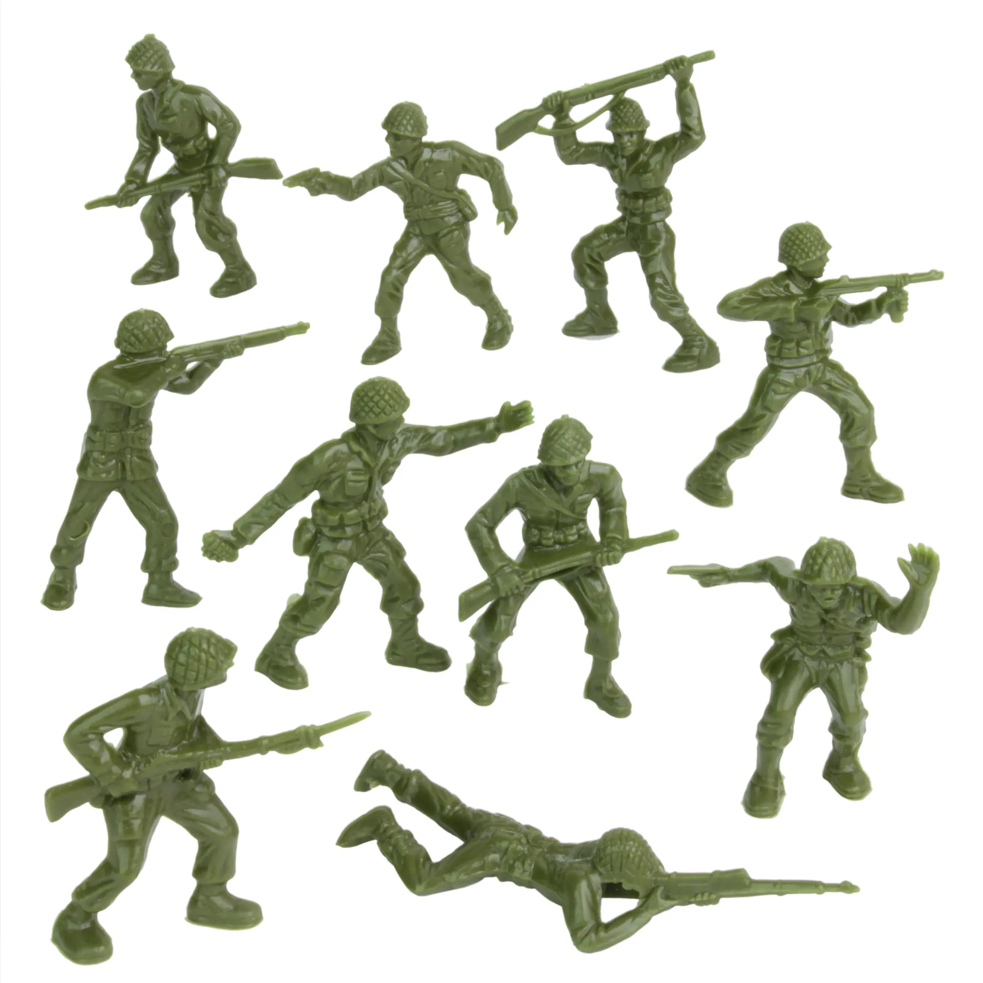 BMC Classic PLASTIC ARMY MEN - 40pc OD Green WW2 Soldier Figures - Made in USA