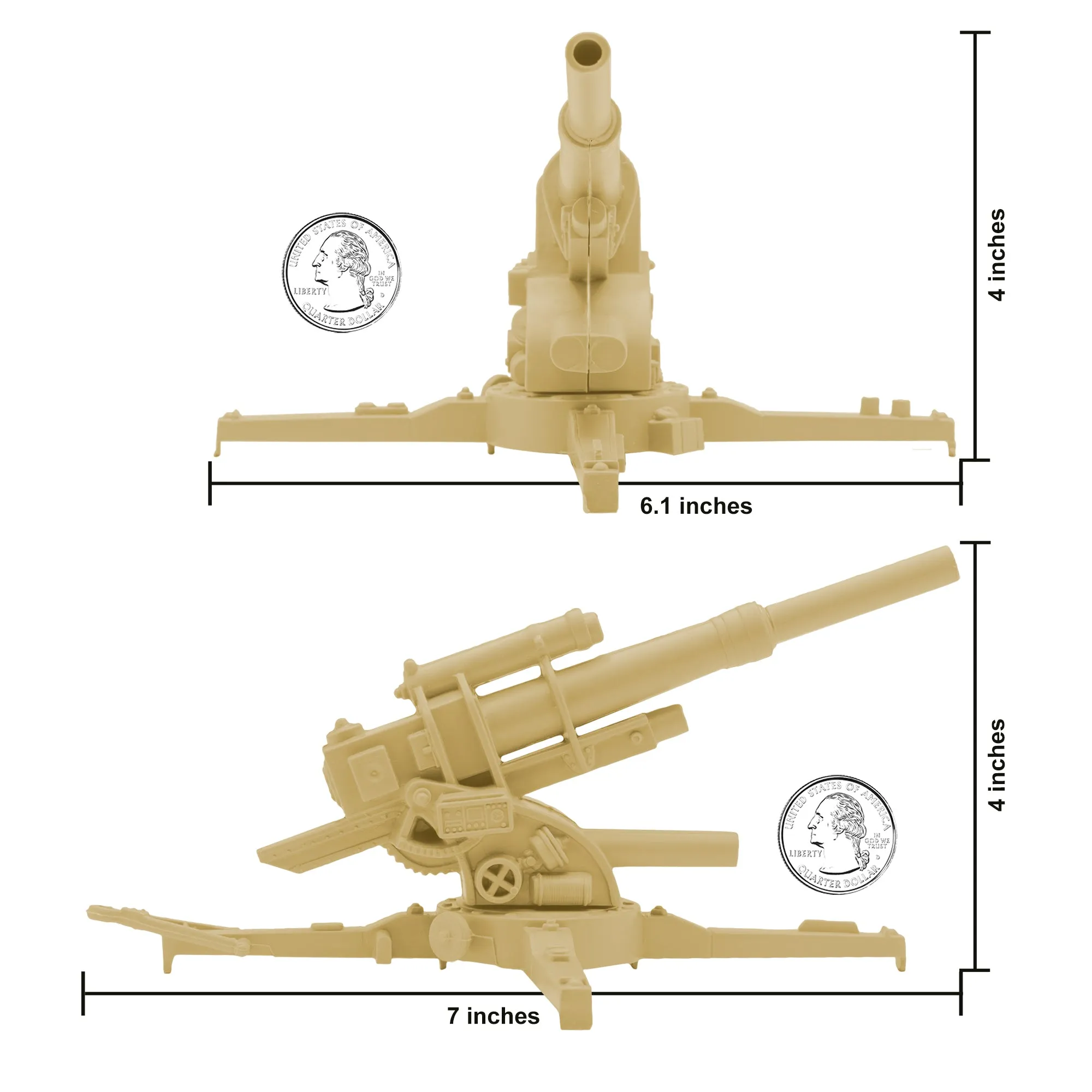 BMC Classic WW2 German 88mm Artillery - 2pc Tan PLASTIC ARMY MEN Accessories