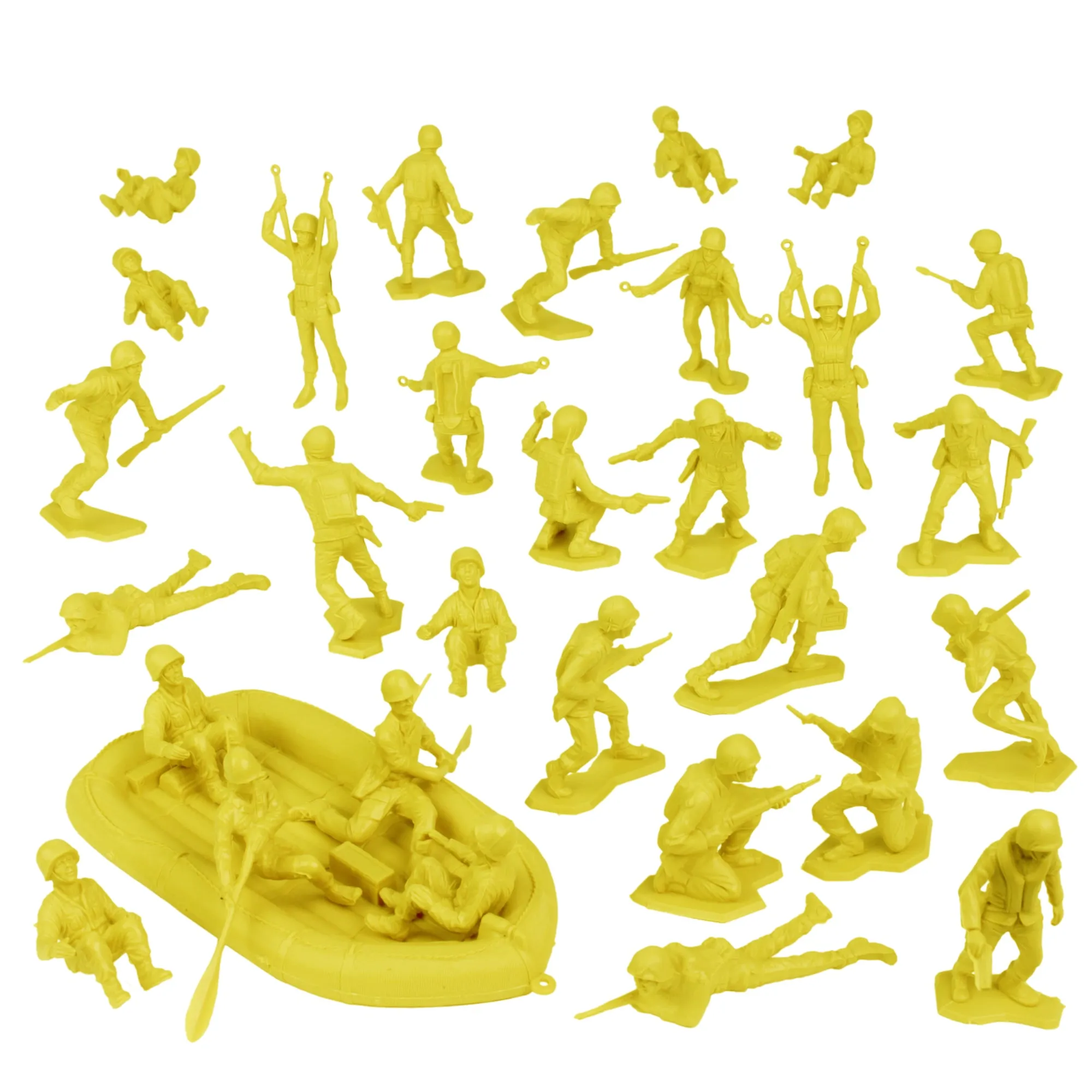 BMC Marx Plastic Army Men US Soldiers - Yellow 31pc WW2 Figures - Made in USA