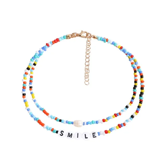 Bohemia handmade rainbow beads candy shell personality multi-layer satellite Necklace women's fashion jewelry necklace