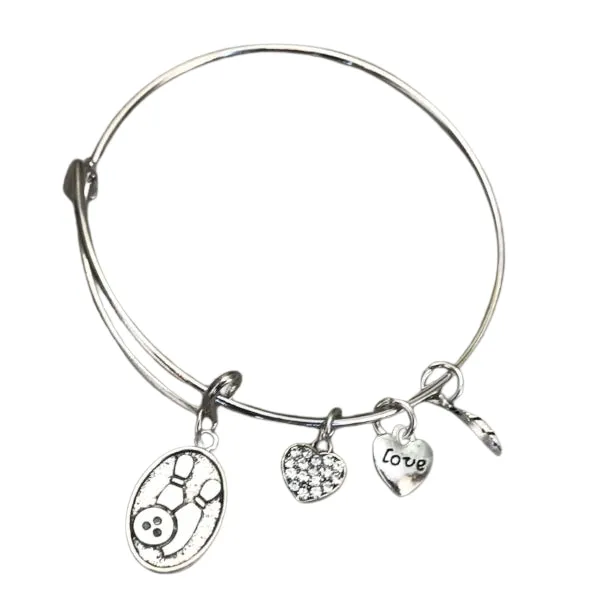 Bowling Charm Bangle Bracelet