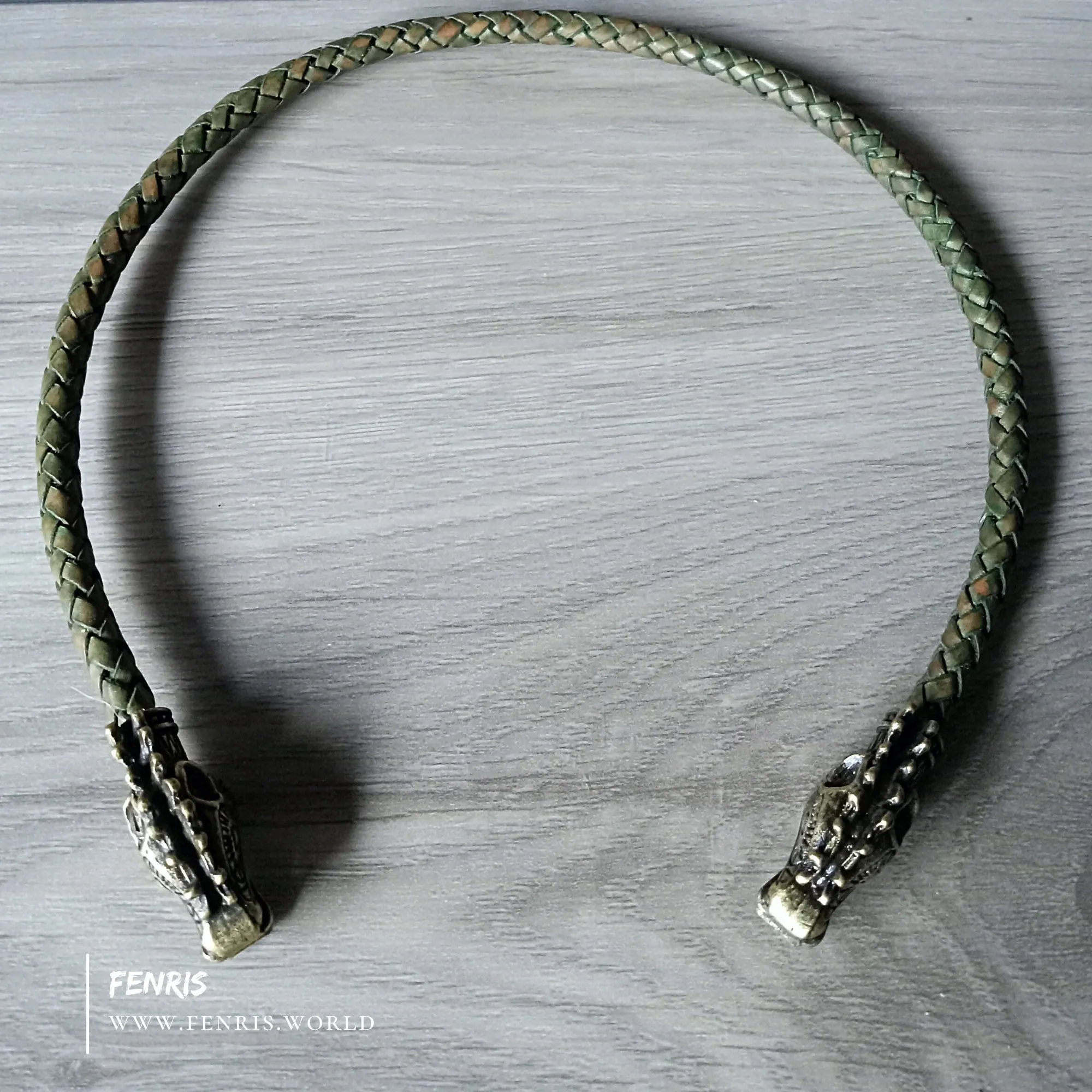 Bronze Torc Stag Green Leather | Fenris