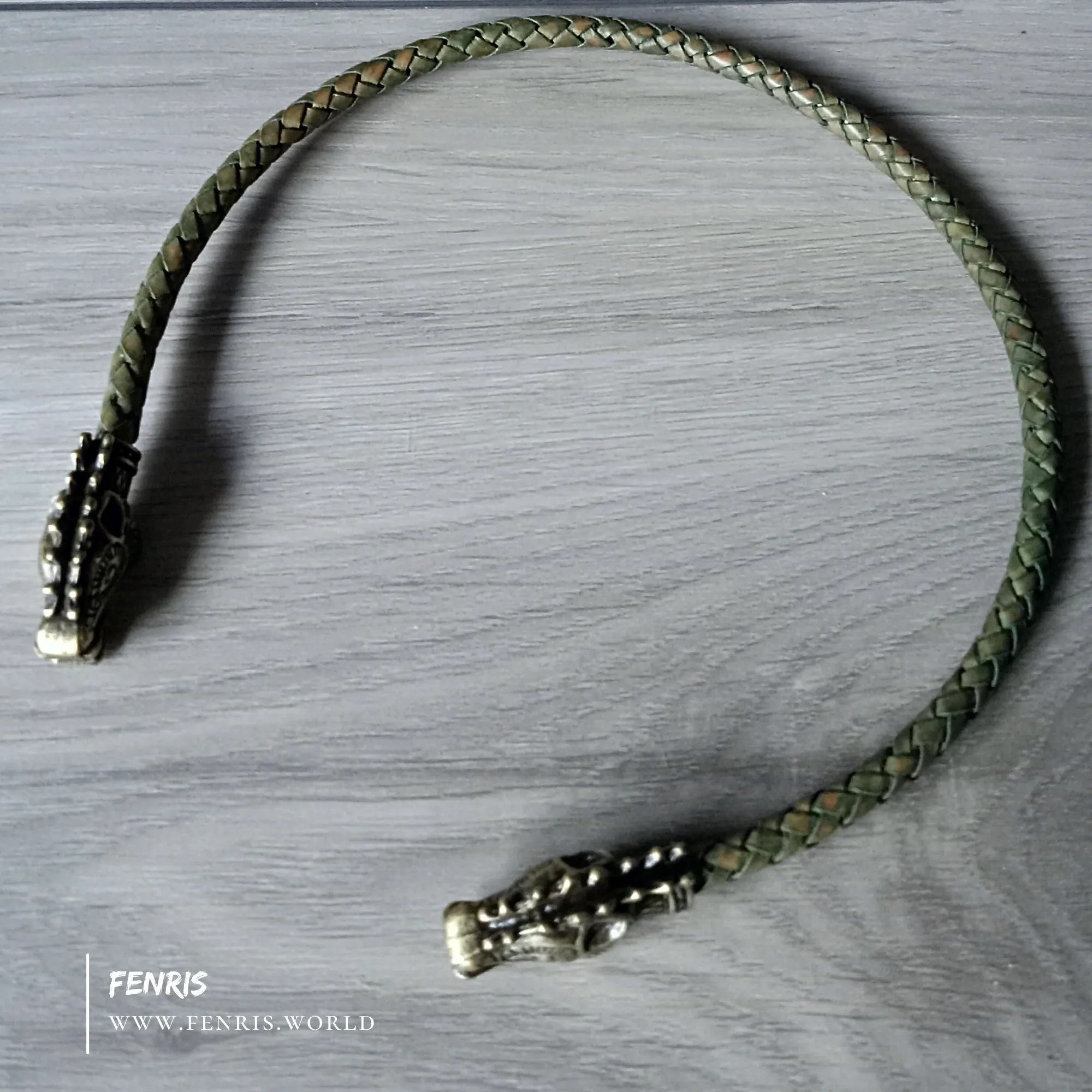 Bronze Torc Stag Green Leather | Fenris