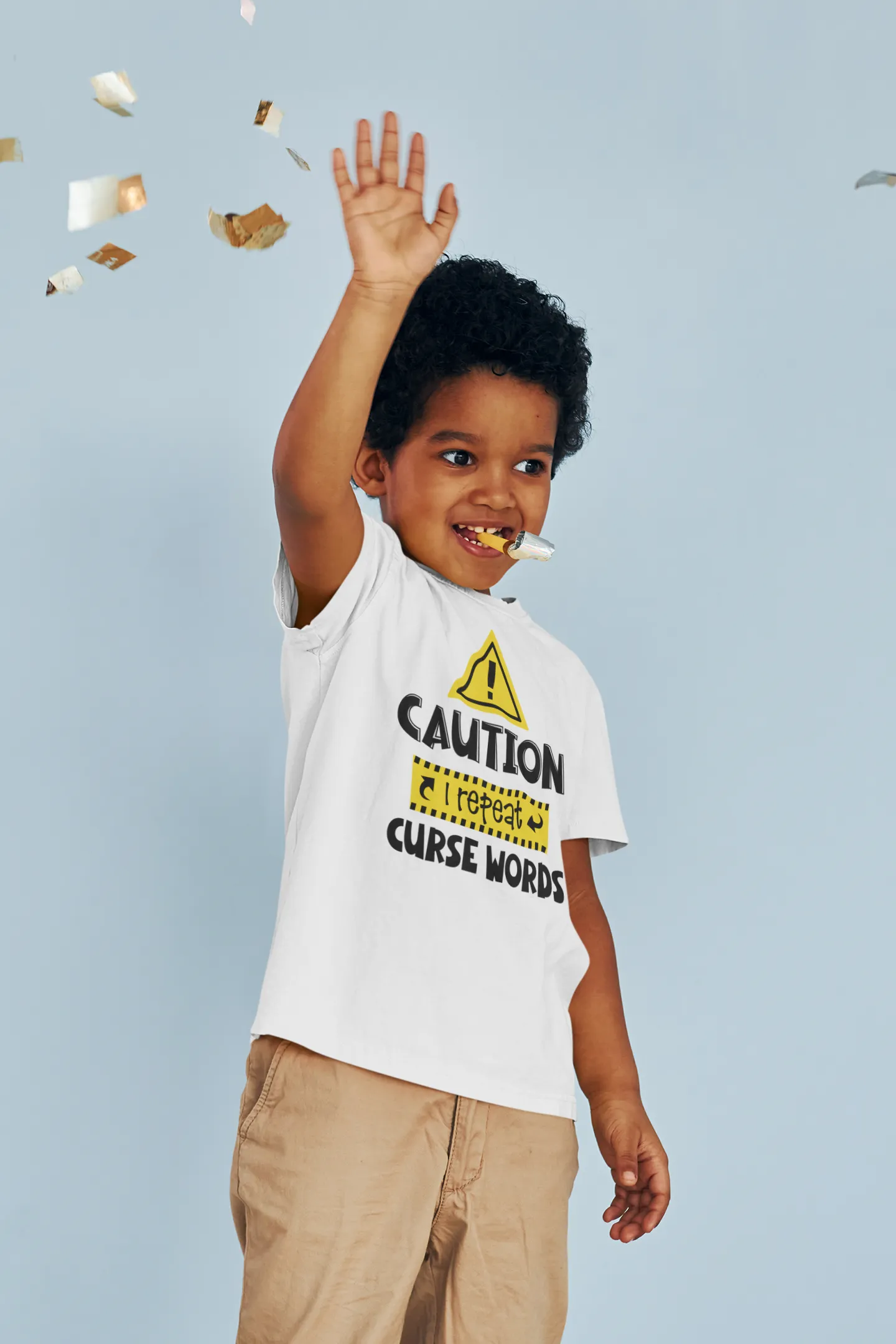 Caution, I Repeat Curse Words Kids Tshirt