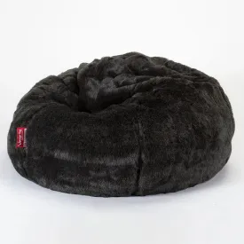 Classic Bean Bag Chair - Faux Fur Sheepskin Black