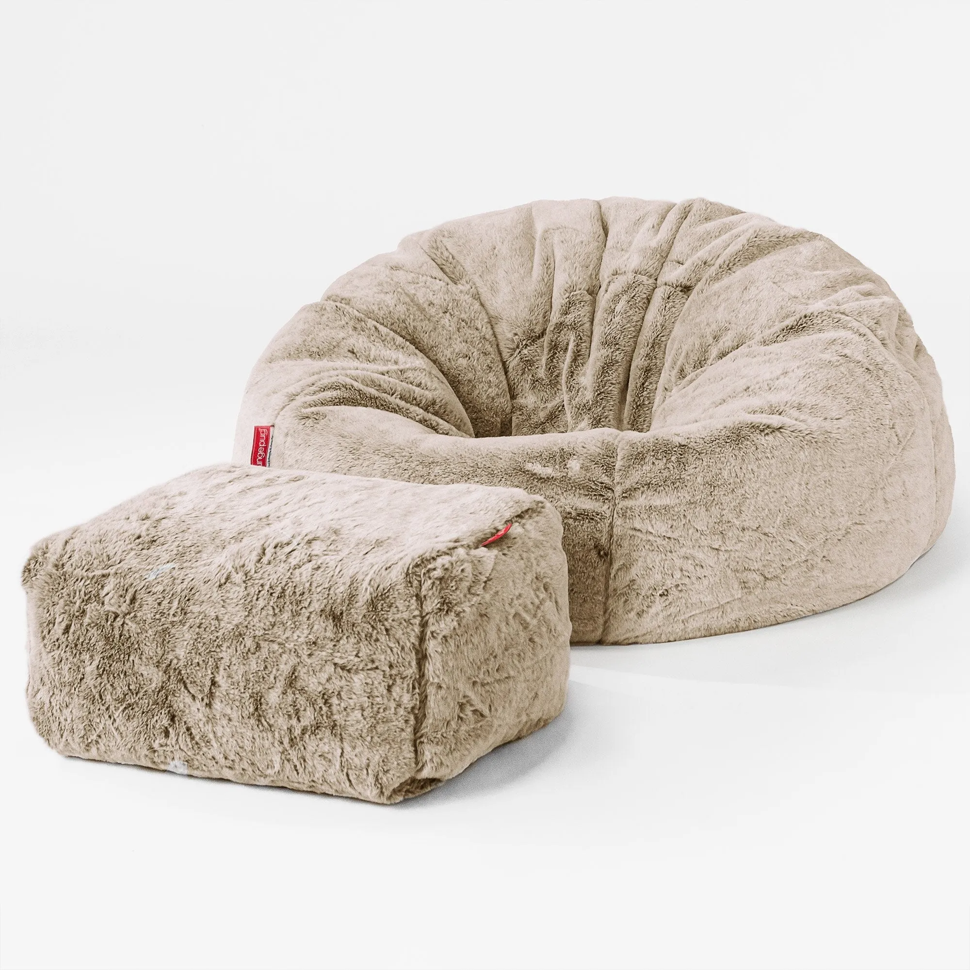 Classic Bean Bag Chair - Fluffy Faux Fur Rabbit Golden Brown