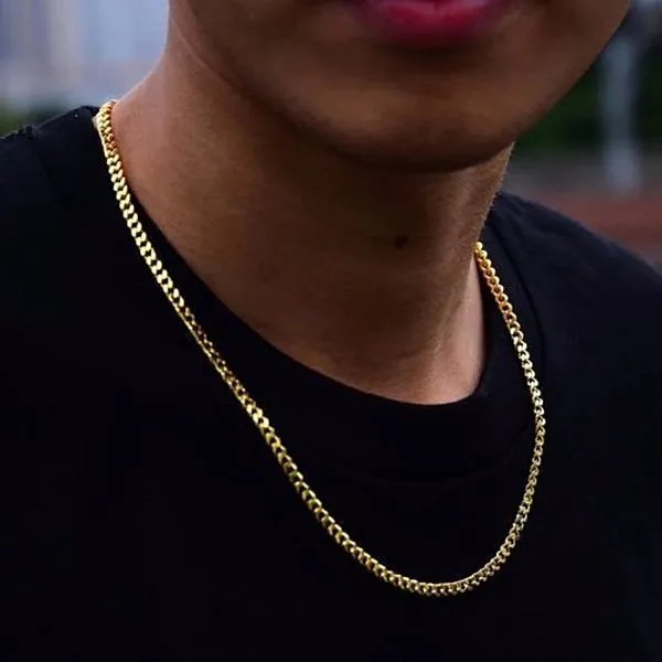 Classy Men 3.5mm Gold Curb Chain Necklace