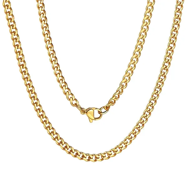 Classy Men 3.5mm Gold Curb Chain Necklace