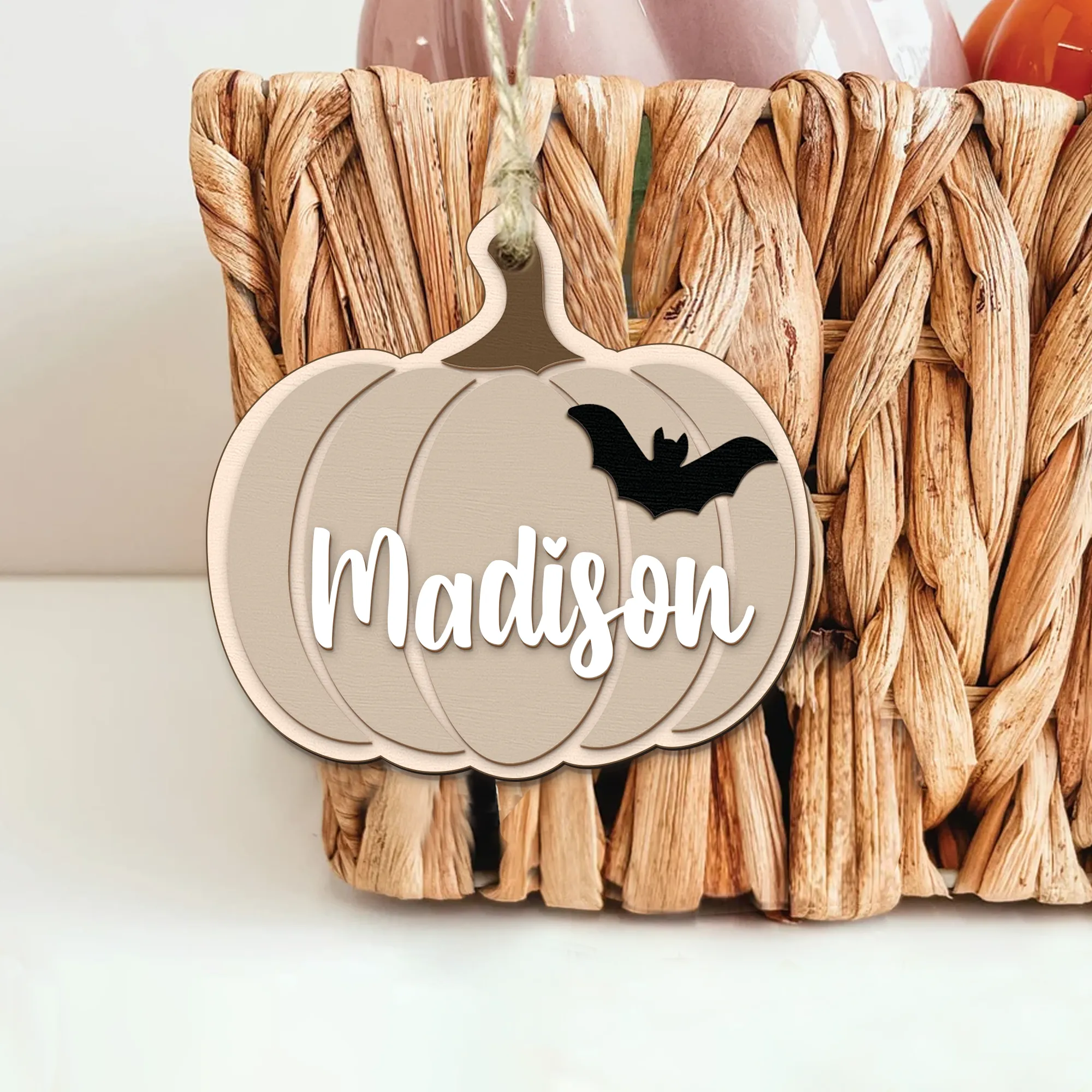 Custom Halloween Gifts Boo Basket Tag, Personalized Halloween Name Tags HX12