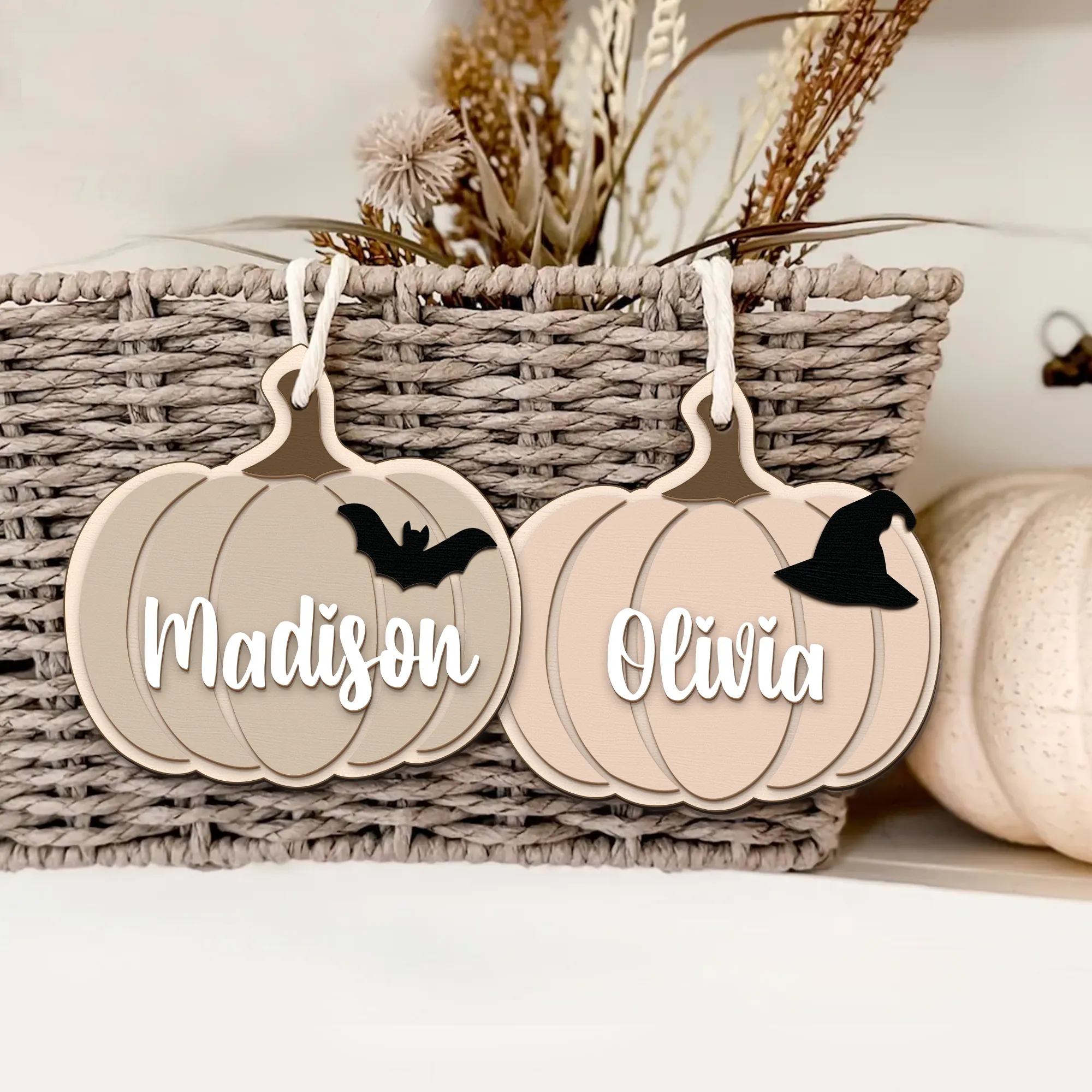 Custom Halloween Gifts Boo Basket Tag, Personalized Halloween Name Tags HX12