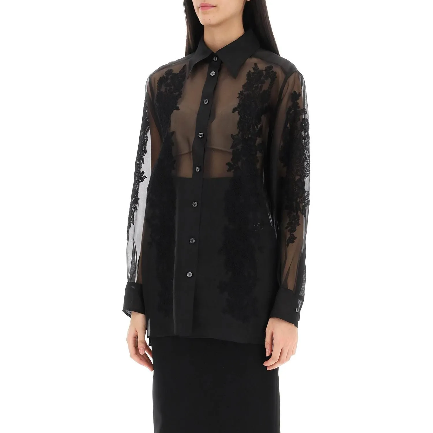 Dolce & Gabbana organza shirt with lace inserts