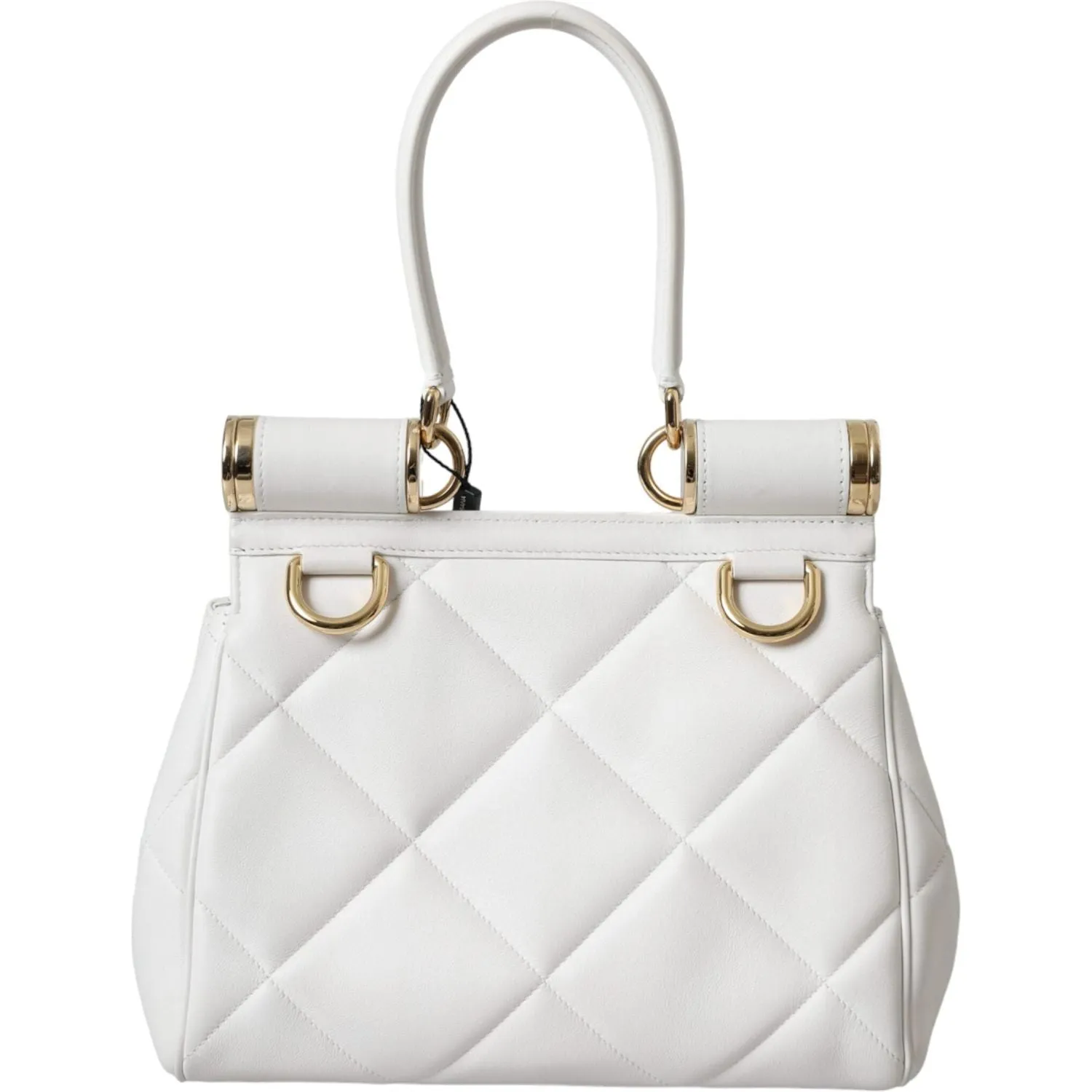 Dolce & Gabbana White Calf Leather 90's SICILY Shoulder Satchel Bag