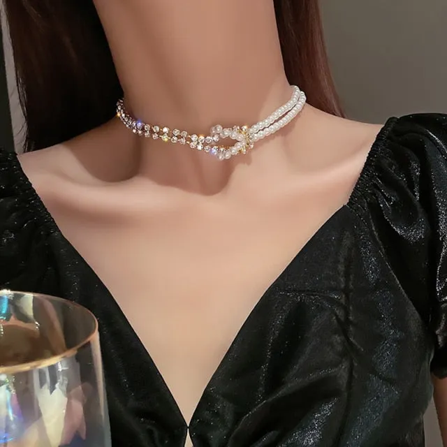 Elegant Big White Imitation Pearl Choker Necklace  Clavicle Chain Fashion Necklace For Women Wedding Jewelry Collar