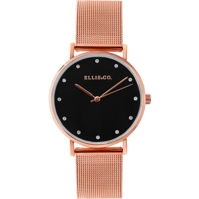 Ellis & Co 'Broadway' Mesh Rose Gold Tone Womens Watch