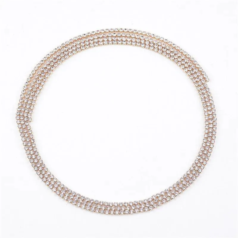 European Wild Crystal Rhinestone Chokers Flash Clavicle Thin Long Party Necklake