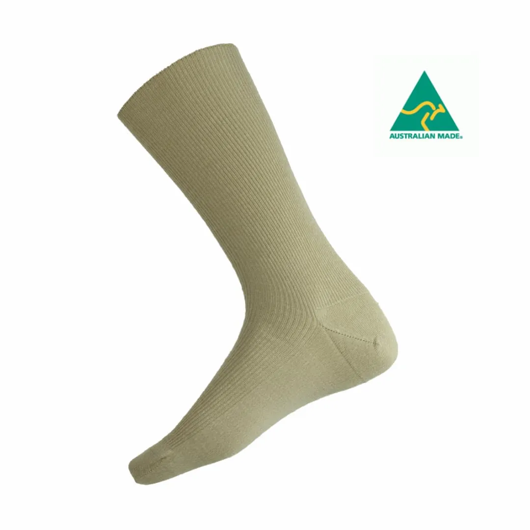 Extra Wide Wool Blend Men's Socks in Sand (Fits Size 13-16) - Aussie Made