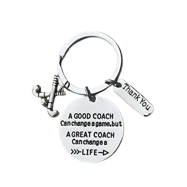 Field Hockey Coach Keychain- Great Coach Can Change a Life