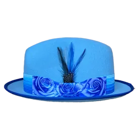 Freddy Negrete Wool Felt Rose Blue Hat