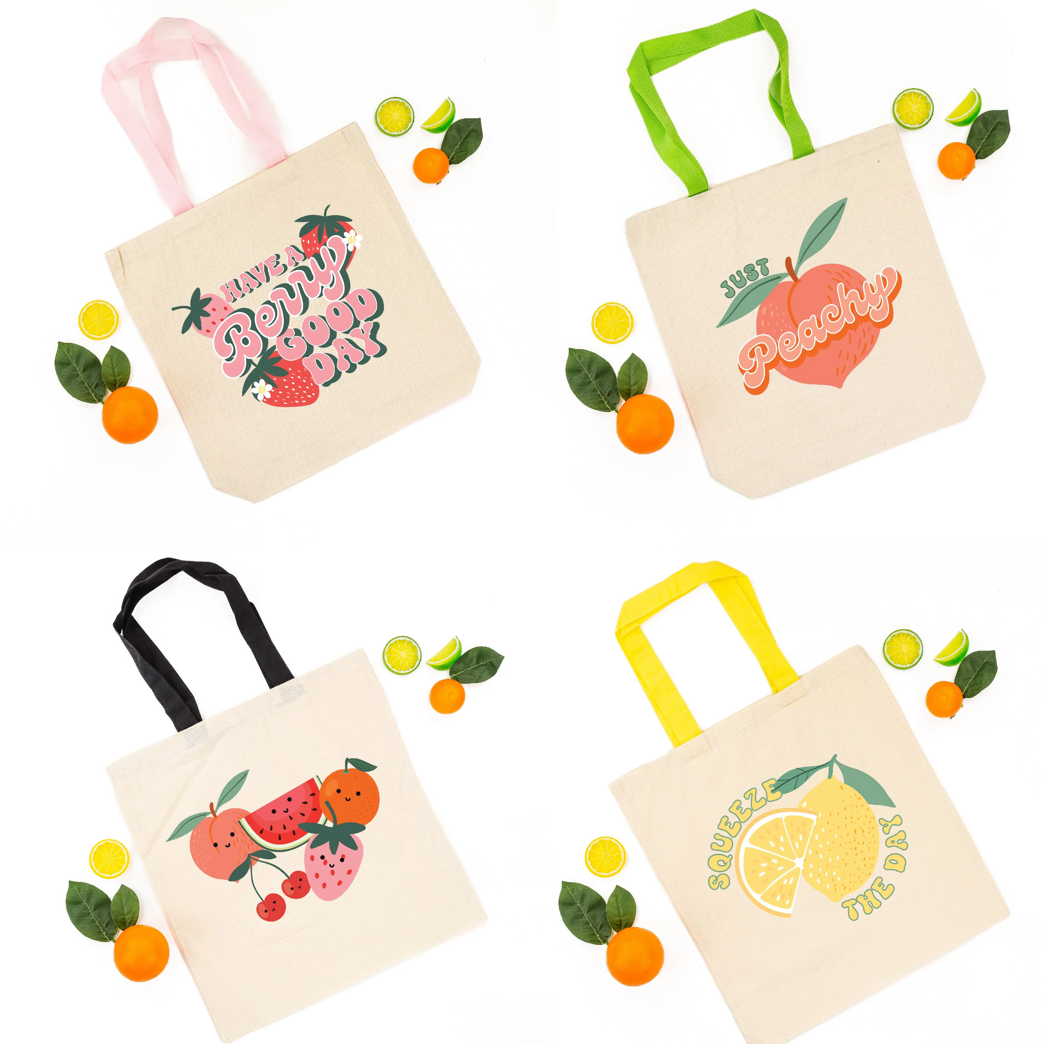 FRUIT TOTE - Choose Your Design and Handle Color